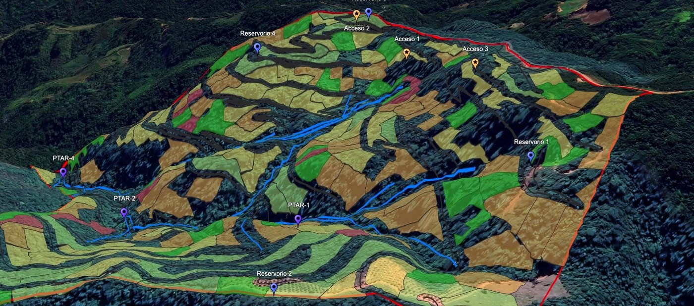 Modelo 3D del proyecto sobre el terreno real
